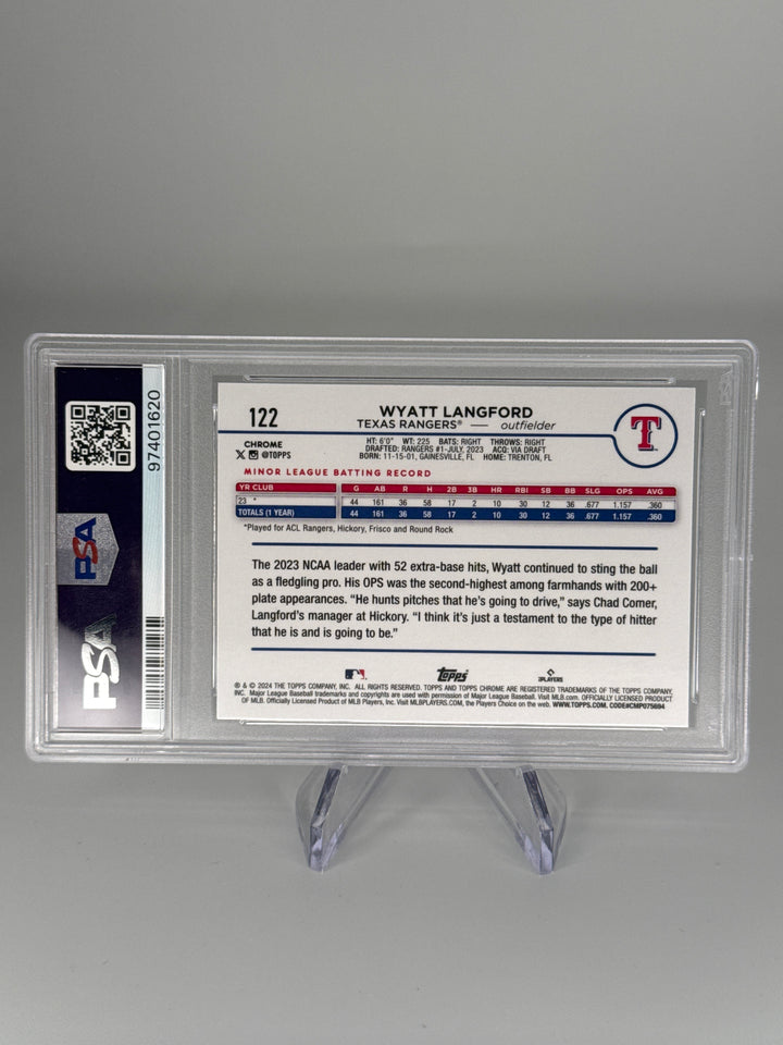 Wyatt Langford 2024 Topps Chrome Sepia Refractor Rookie, PSA 10 Gem Mint