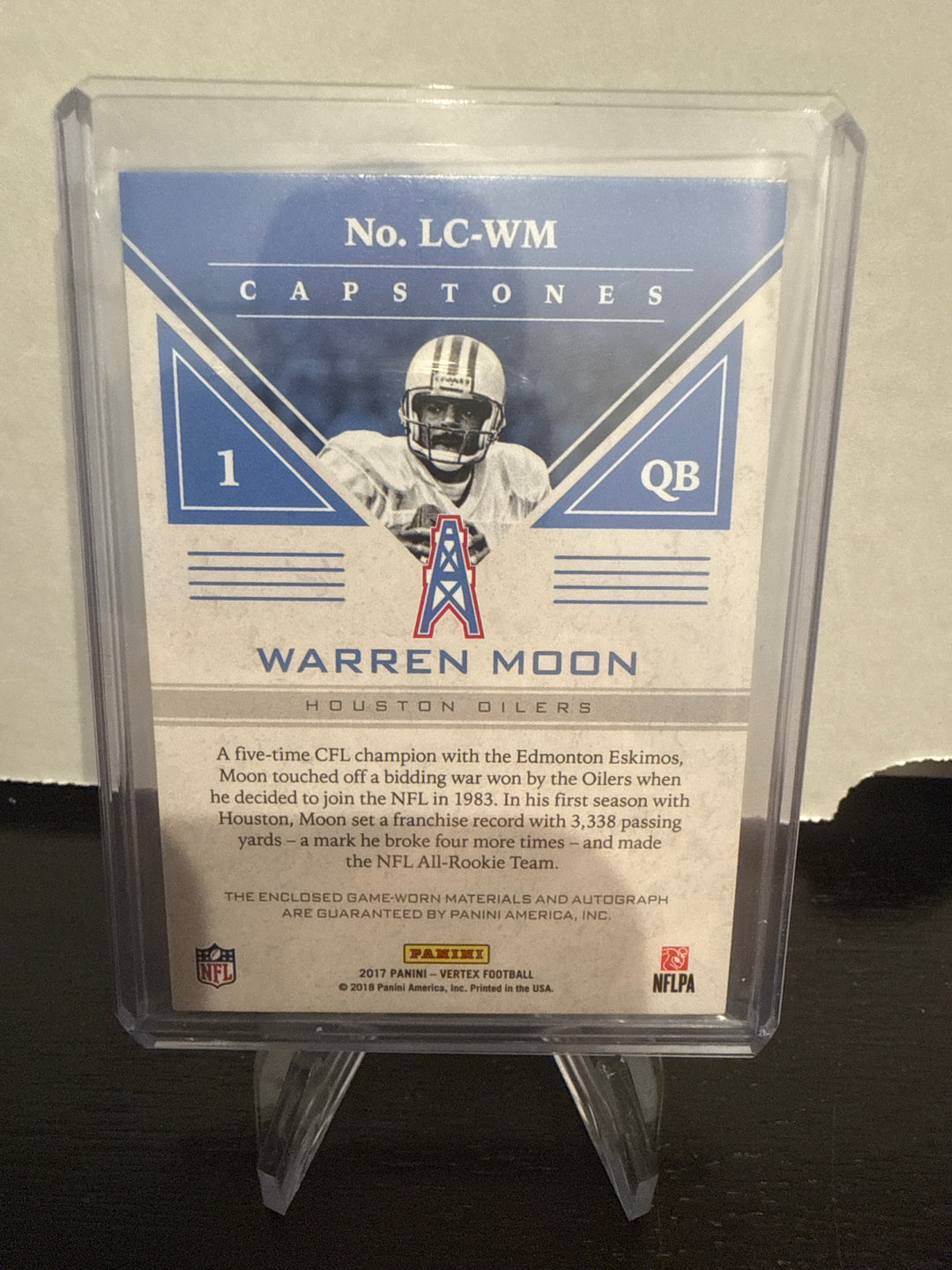 Warren Moon 2017 Panini Vertex Capstones Quad Swatch Auto, 76/99