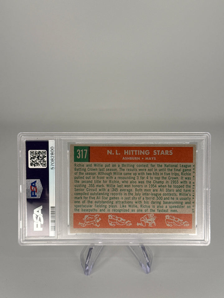Richie Ashburn/Willie Mays 1959 Topps NL Hitting Kings, PSA 5