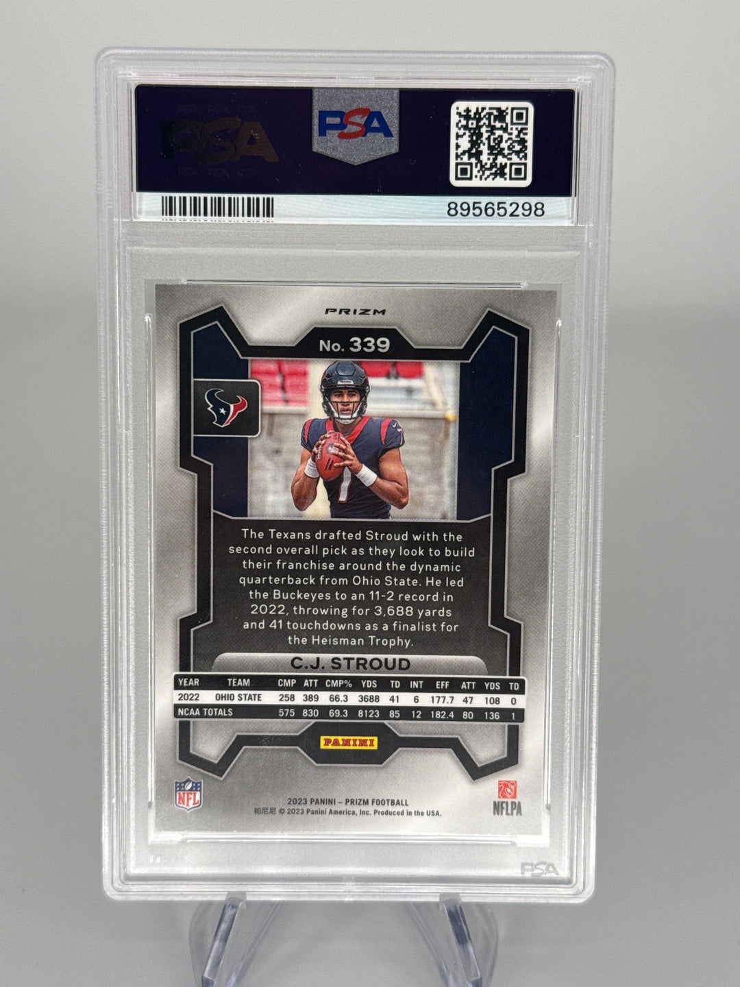 CJ Stroud 2023 Panini Prizm Red/White/Blue Prizm Rookie, PSA 10 Gem Mint