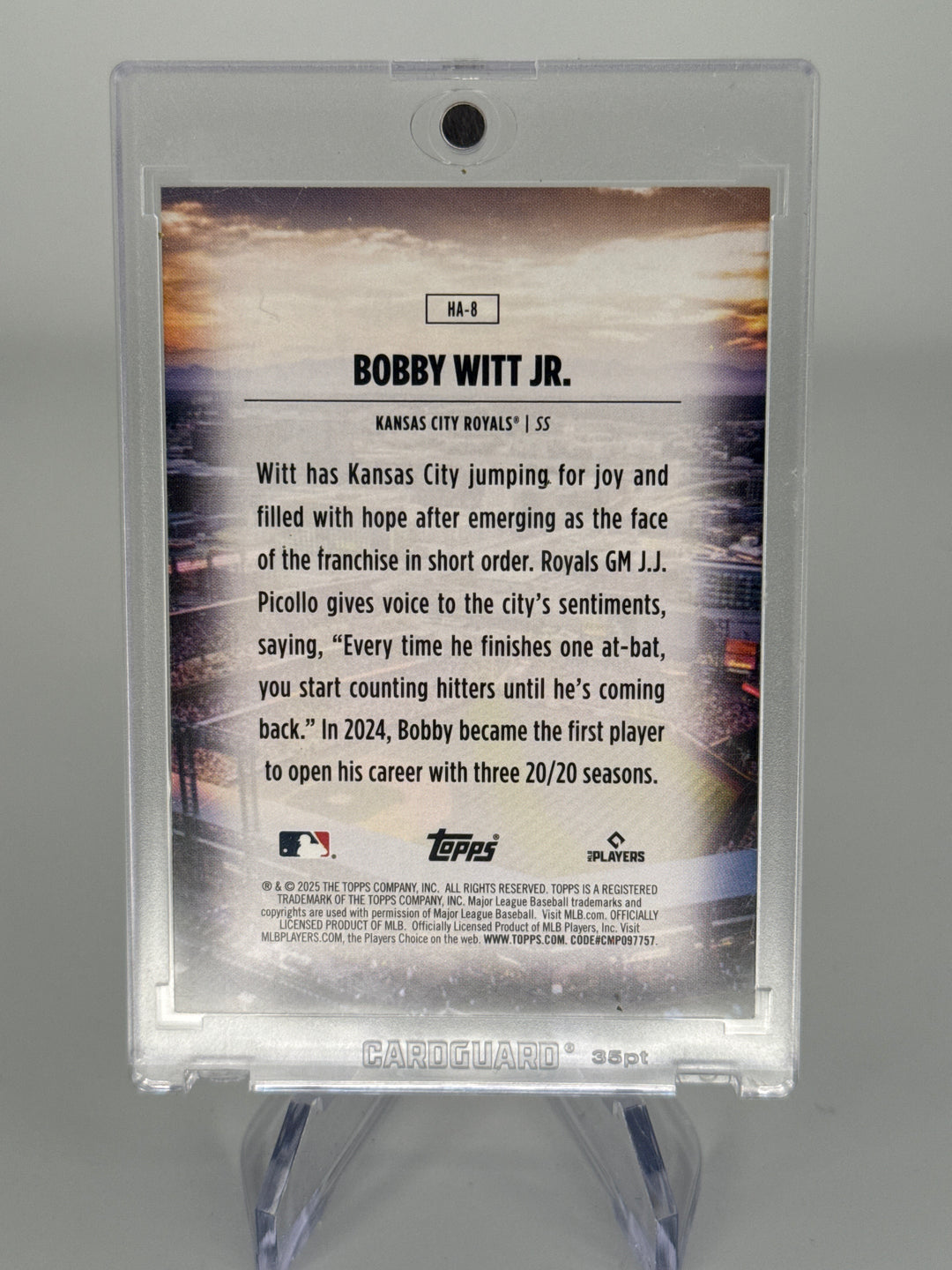 Bobby Witt Jr. 2025 Topps Series 1 Home Field Advantage SSP