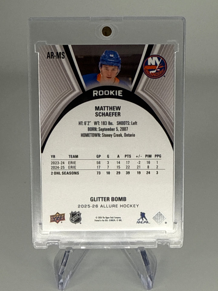 Matthew Schaefer 2025-2026 Upper Deck Allure Glitter Bomb Rookie