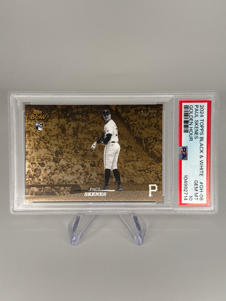 Paul Skenes 2024 Topps Black & White Golden Hour Rookie, 31/50, PSA 10 Gem Mint