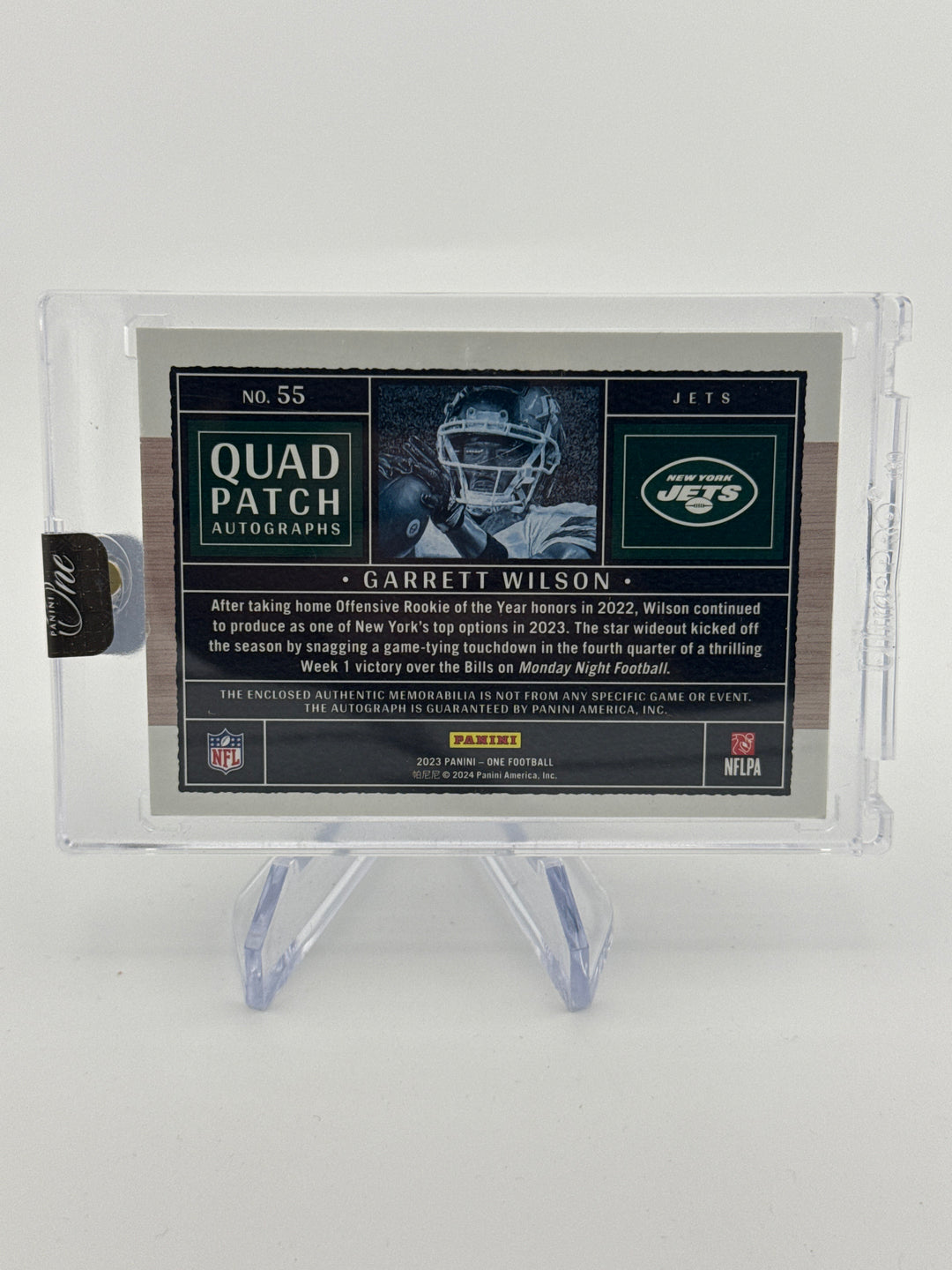 Garrett Wilson 2022 Panini One Rookie Quad Patch Auto, 07/35