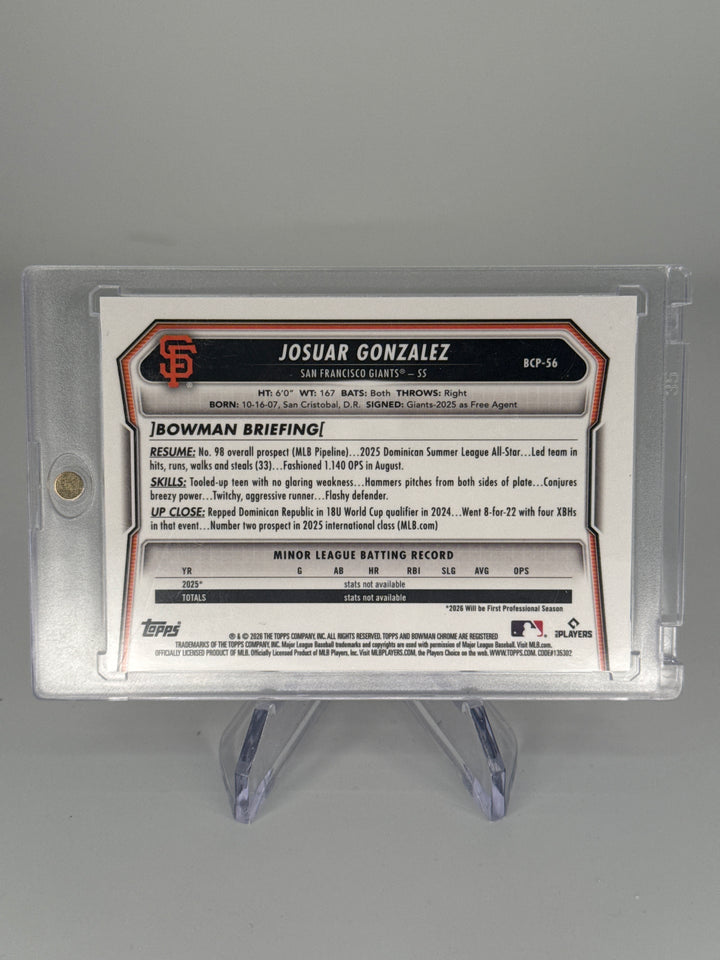 Josuar Gonzalez 2026 Bowman Chrome Red Sapphire, 3/5