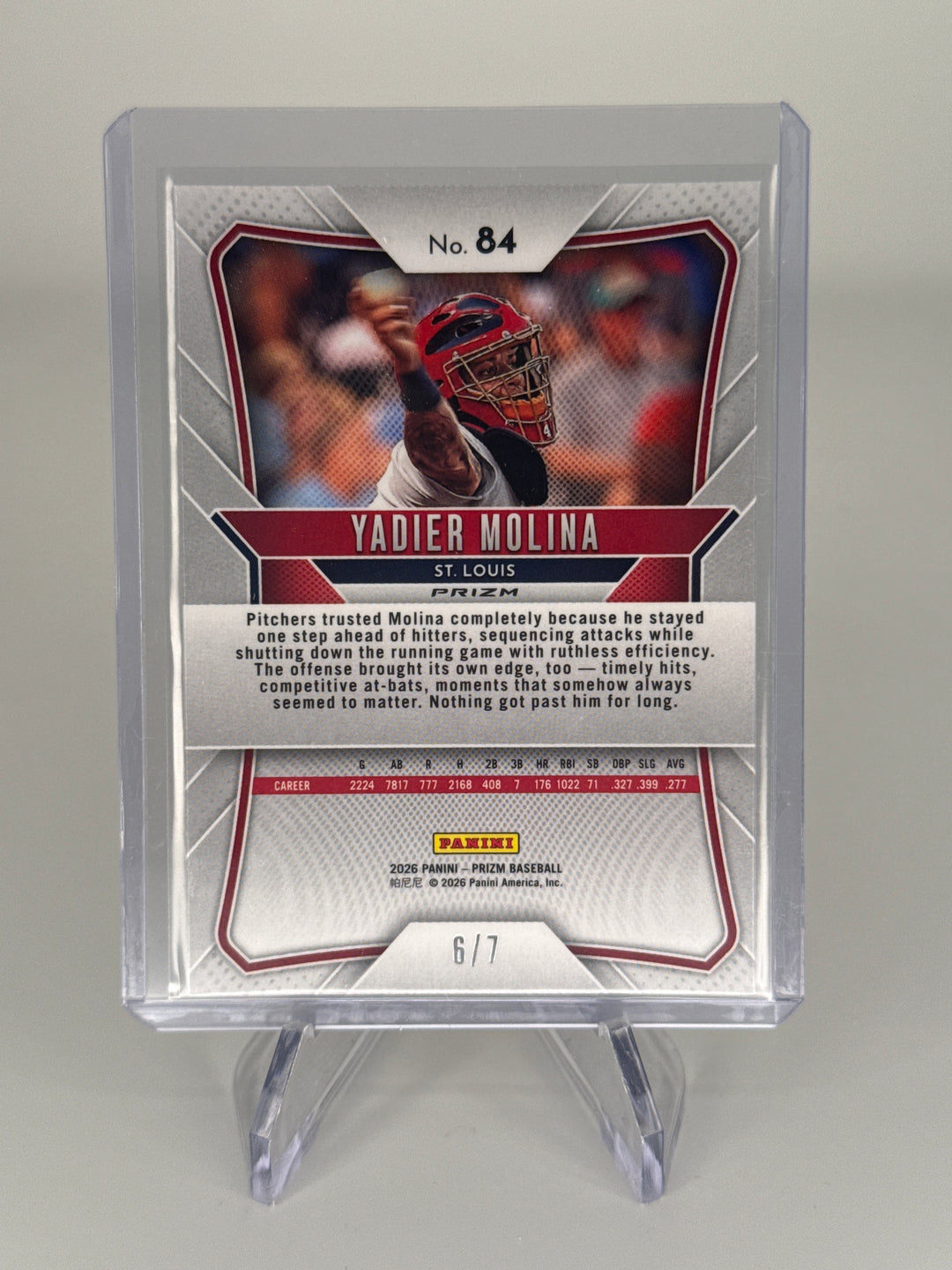Yadier Molina 2026 Panini Prizm Gold Shimmer Prizm, 6/7