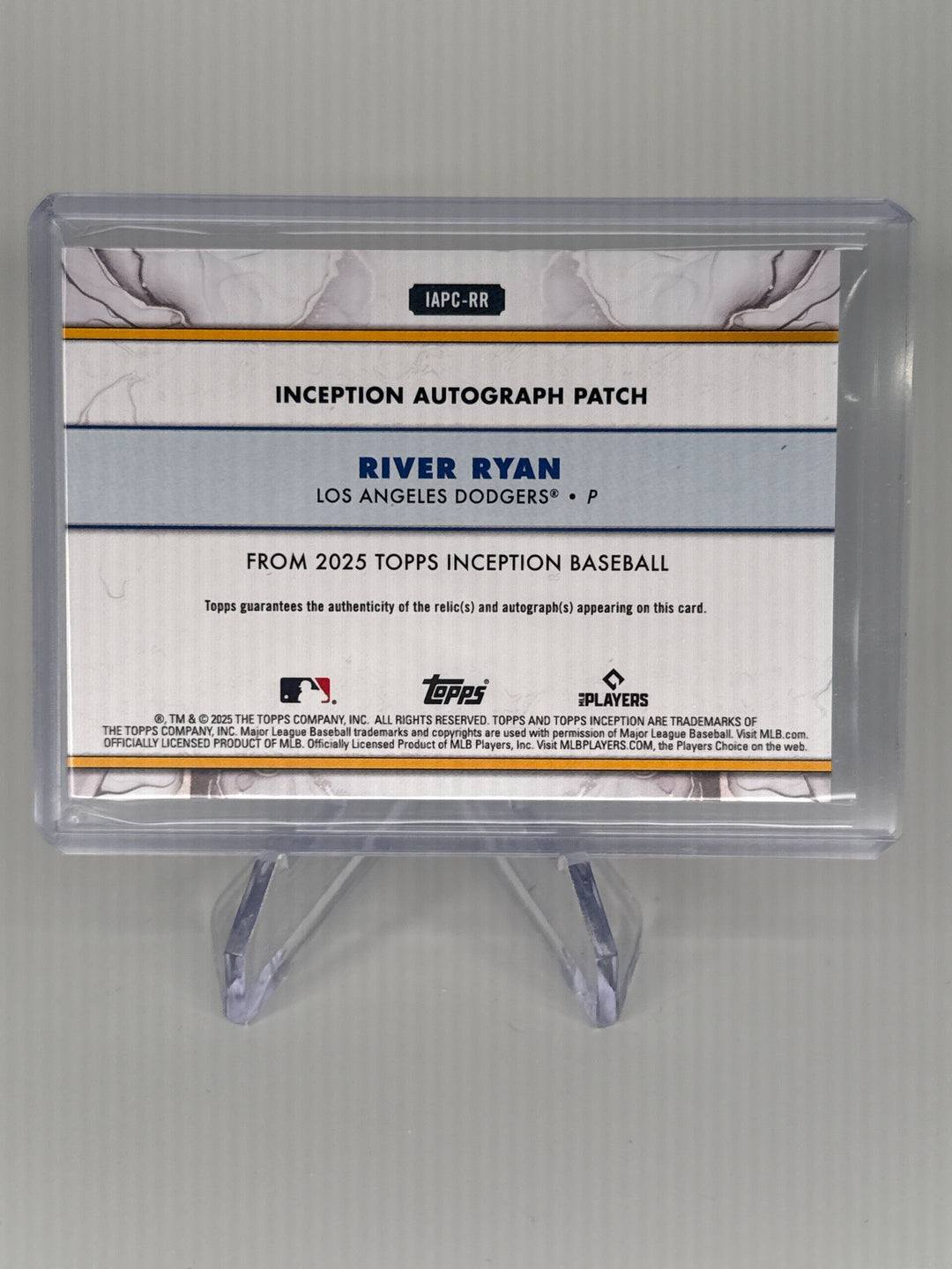 River Ryan 2025 Topps Inception Rookie Patch Auto Gold, 11/50