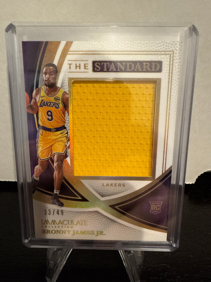 Bronny James Jr 2024 Panini Immaculate The Standard Jumbo Rookie Relic, 33/49