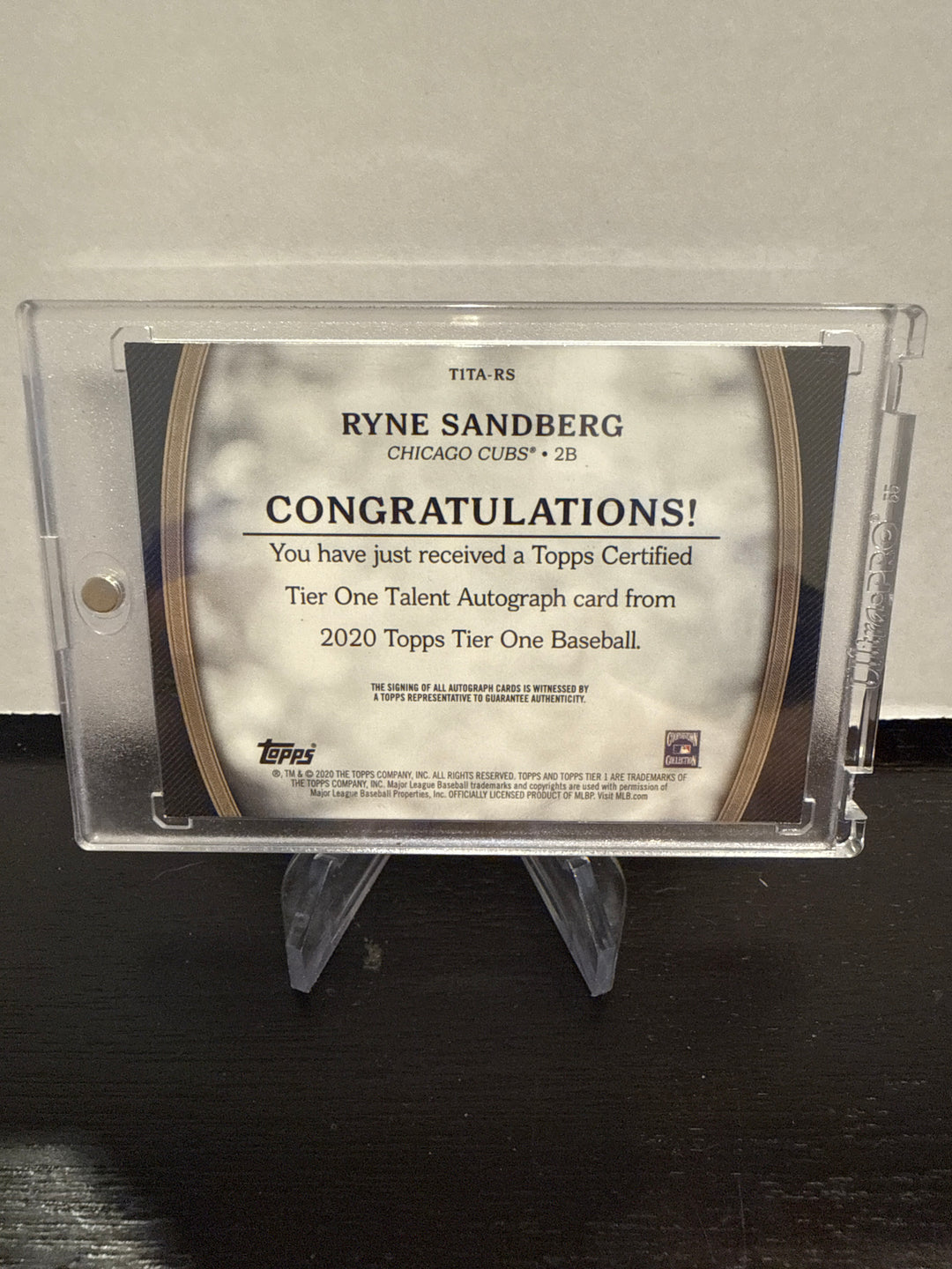 Ryne Sandberg 2020 Topps Tier One Talent Auto, 271/299