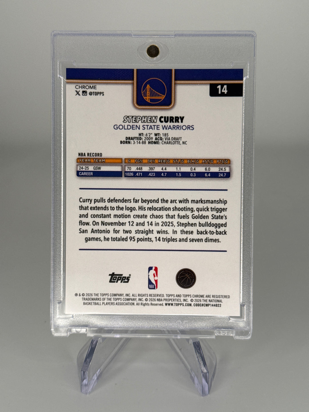 Stephen Curry 2025 Topps Chrome Gold Geometric Refractor, 13/50