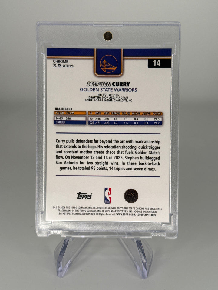 Stephen Curry 2025 Topps Chrome Gold Geometric Refractor, 13/50