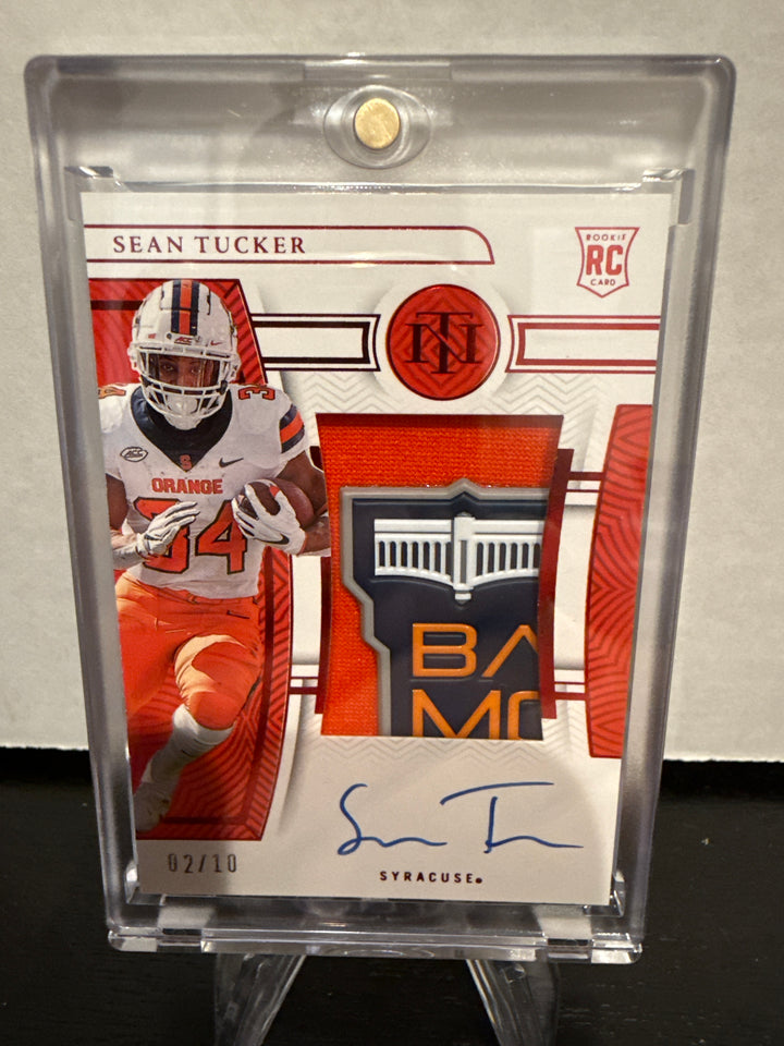 Sean Tucker 2023 Panini National Treasures Collegiate Rookie Bowl Patch Auto, 02/10