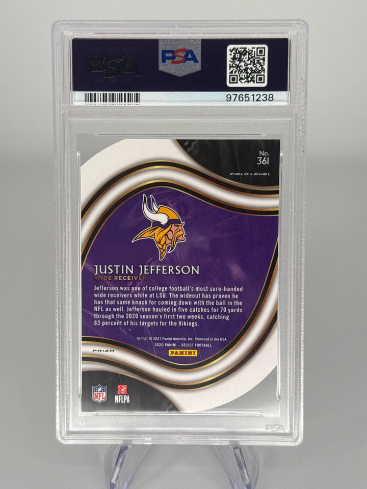 Justin Jefferson 2020 Panini Select Die-Cut White Prizm Rookie, PSA 10 Gem Mint