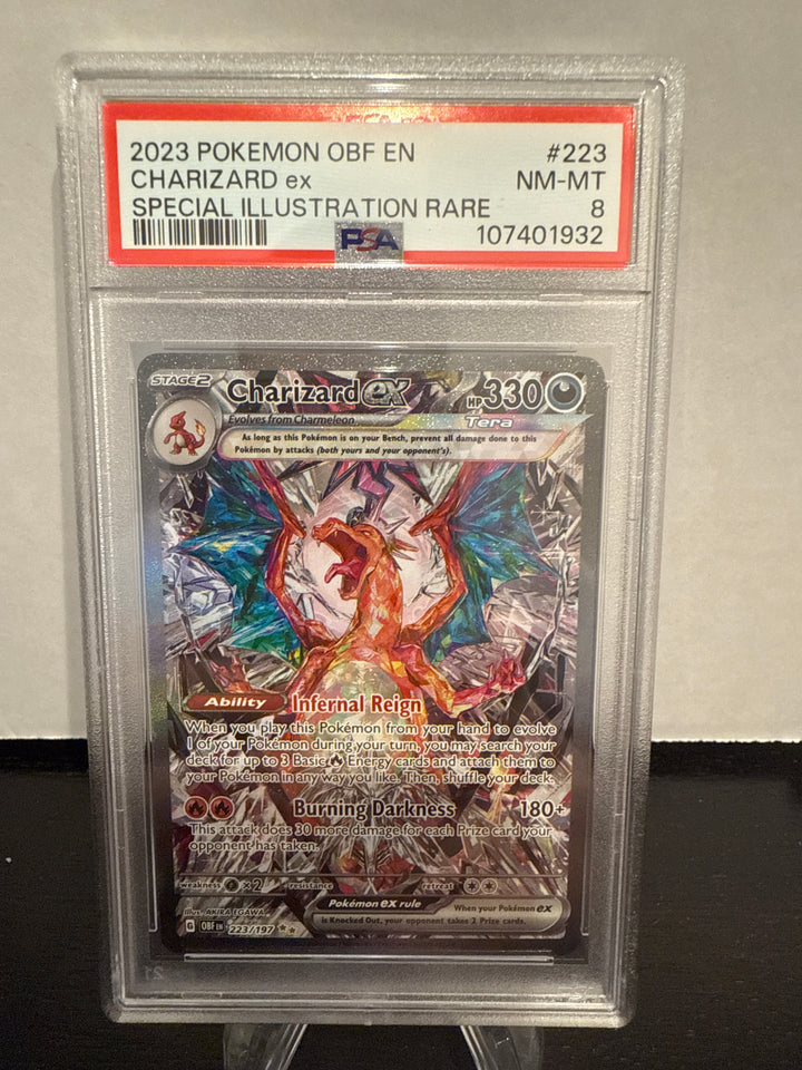 Pokémon TCG 2023 Charizard EX Obsidian Flames, 223/197, PSA 8