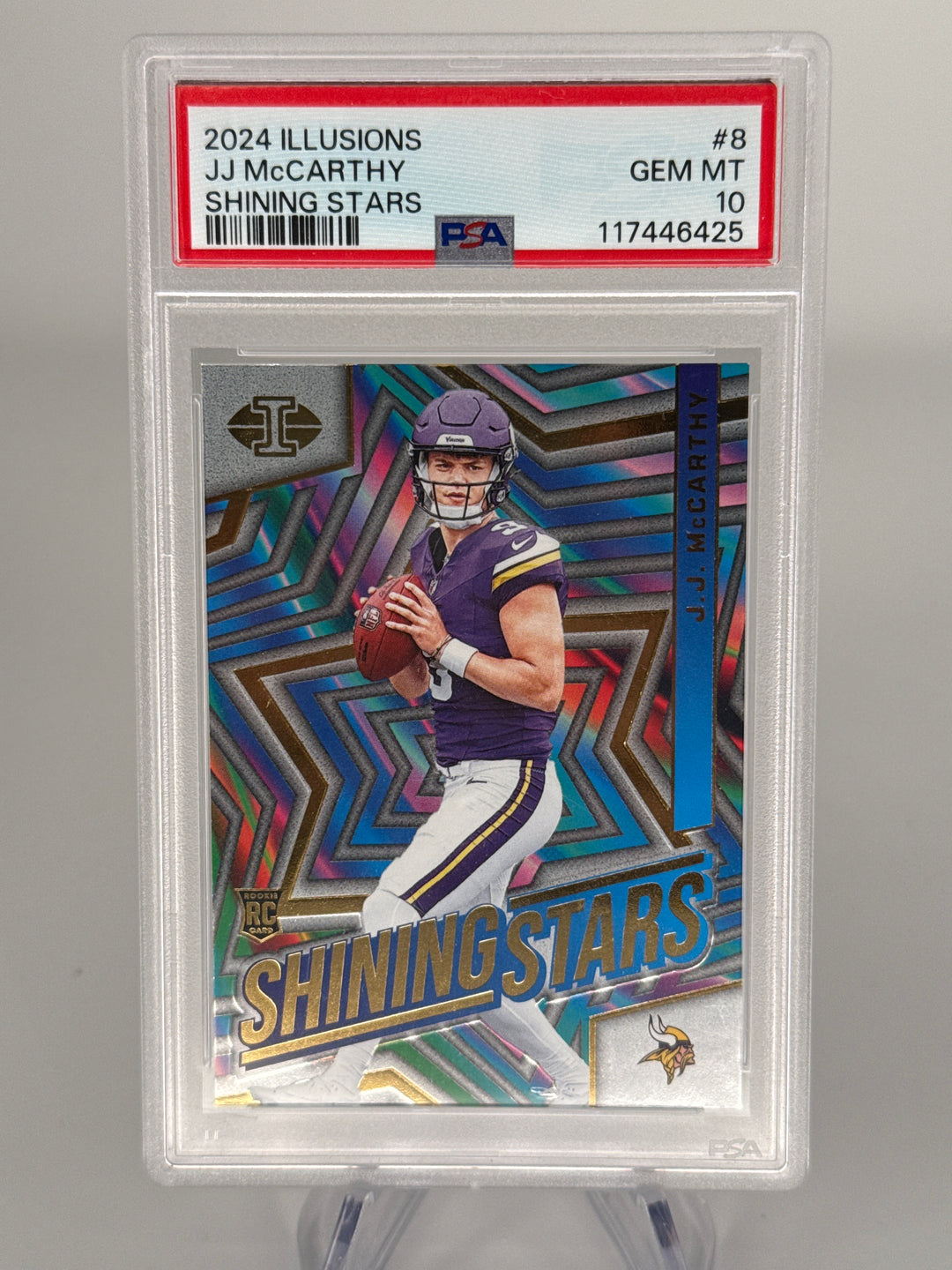 J.J. McCarthy 2024 Panini Illusions Shining Stars Rookie, PSA 10 Gem Mint