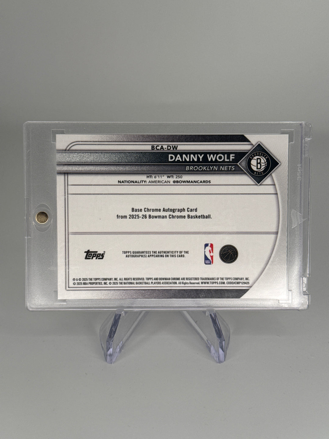 Danny Wolf 2025 Bowman Chrome Red Refractor Rookie Auto, 2/5