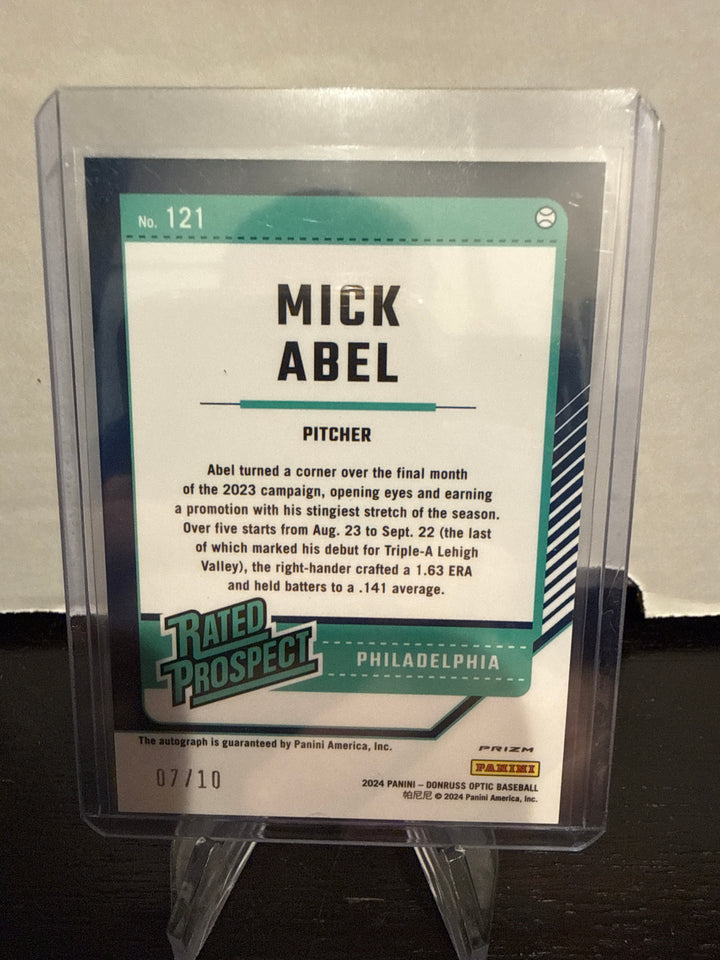 Mick Abel 2024 Panini Donruss Optic Rated Prospect Gold Auto, 07/10