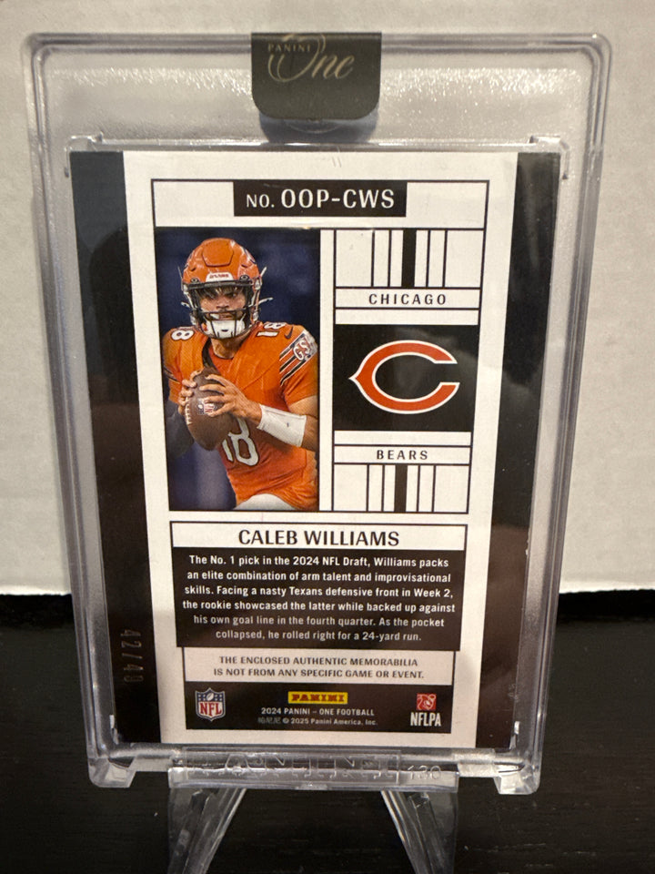 Caleb Williams 2024 Panini One Originals Rookie Relic, 42/49
