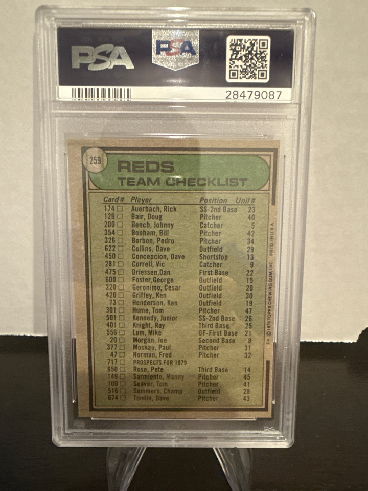 1979 Topps Reds Team, PSA 8
