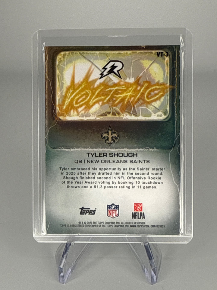Tyler Shough 2026 Topps Resurgence Voltaic White Surge Rookie Refractor, 010/125