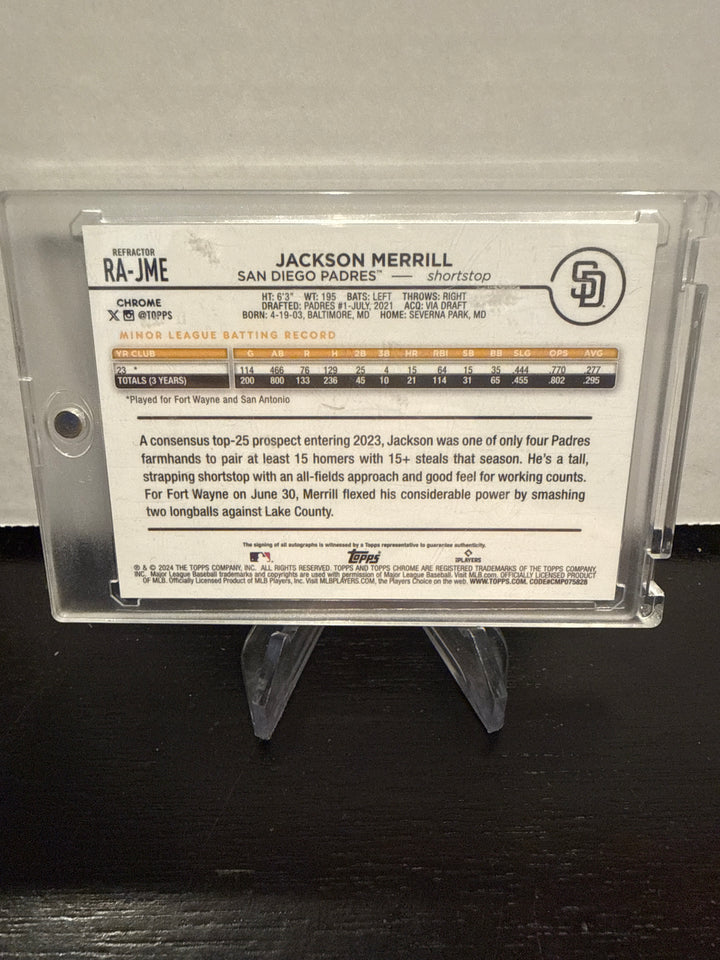 Jackson Merrill 2024 Topps Chrome Update Rookie Auto Refractor, 084/499