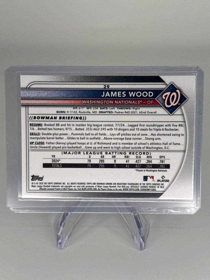 James Wood 2025 Bowman Chrome Blue Wave Rookie, 051/150