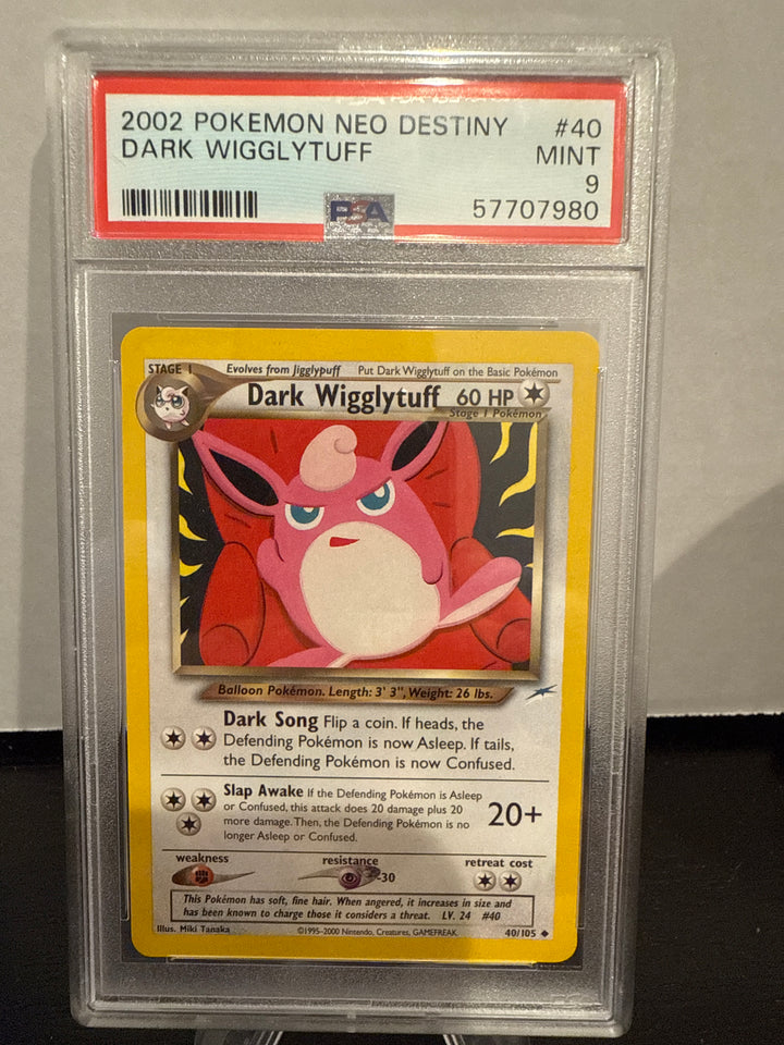 Pokemon TCG 2002 Dark Wigglytuff Neo Destiny, 40/105, PSA 9 Mint