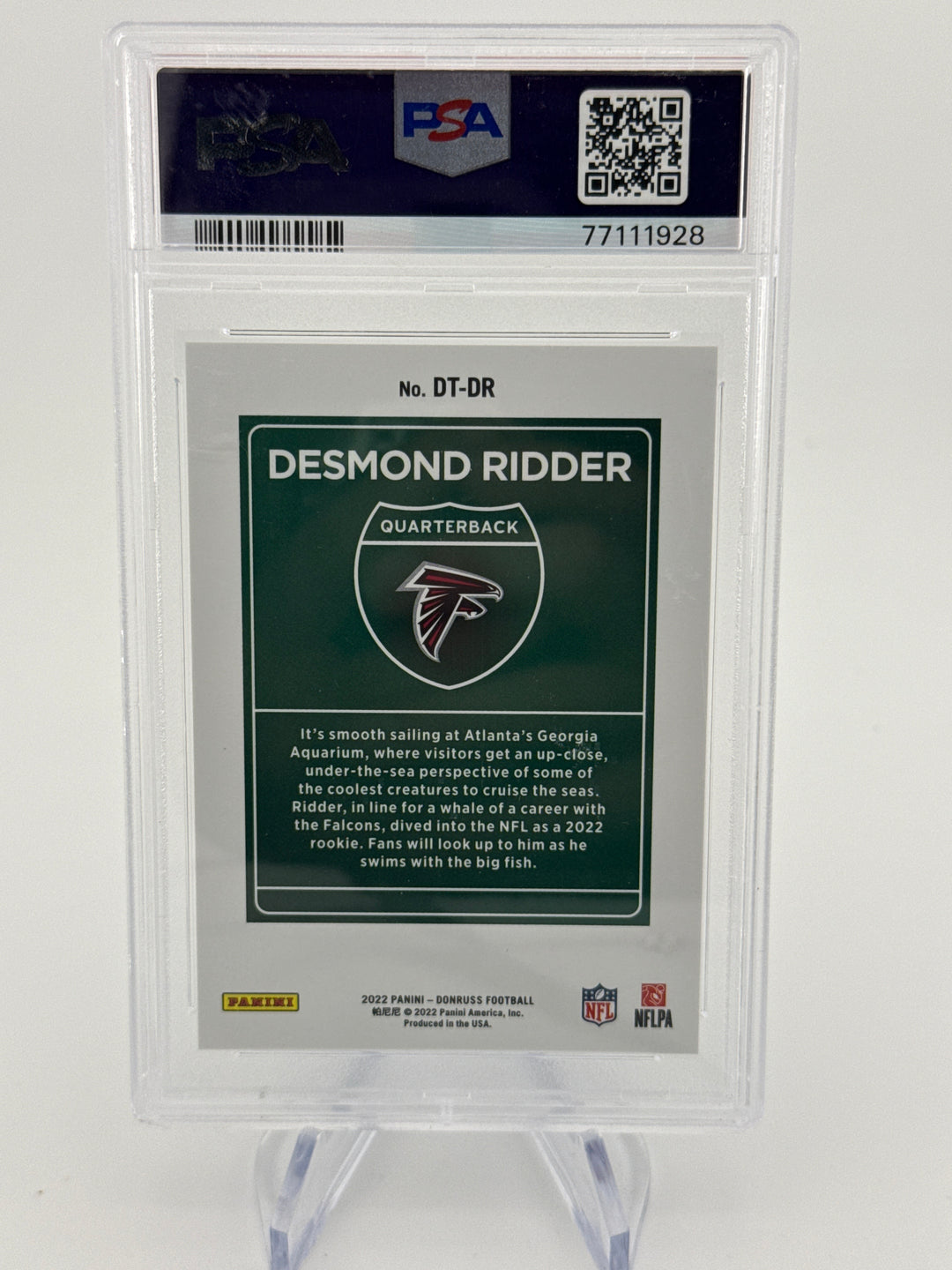 Desmond Ridder 2022 Panini Donruss SSP Case Hit Downtown Rookie, PSA 9 ...