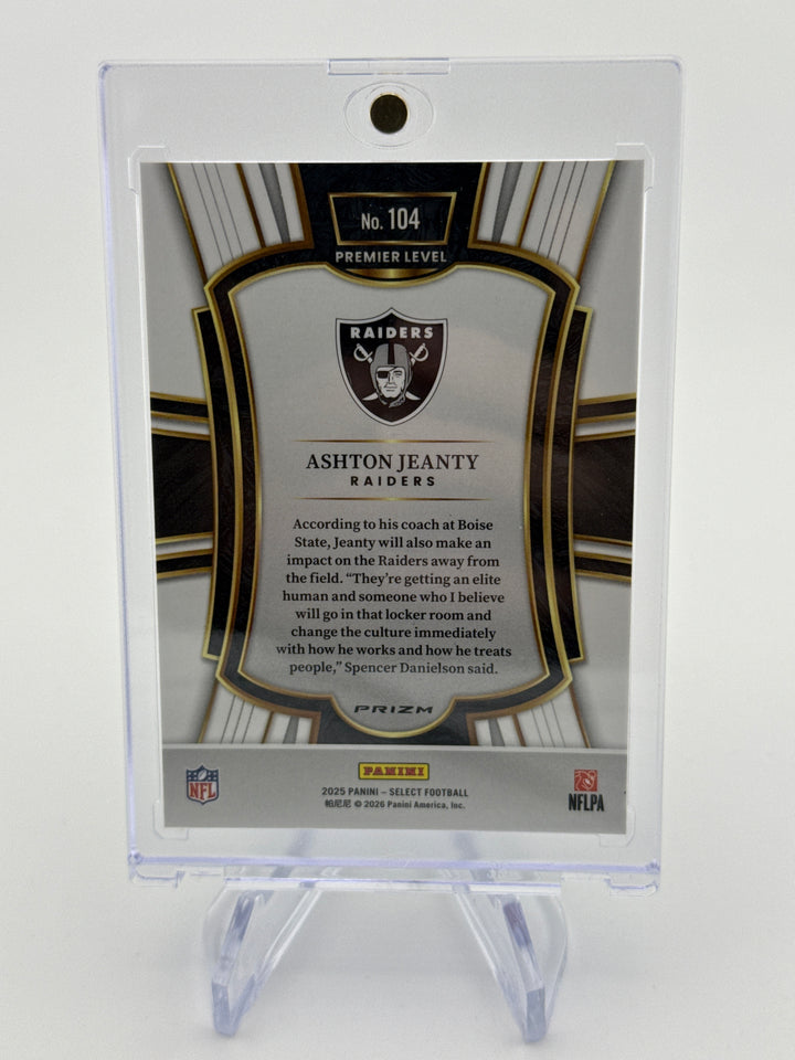 Ashton Jeanty 2025 Panini Select Premier Level Zebra SSP Rookie