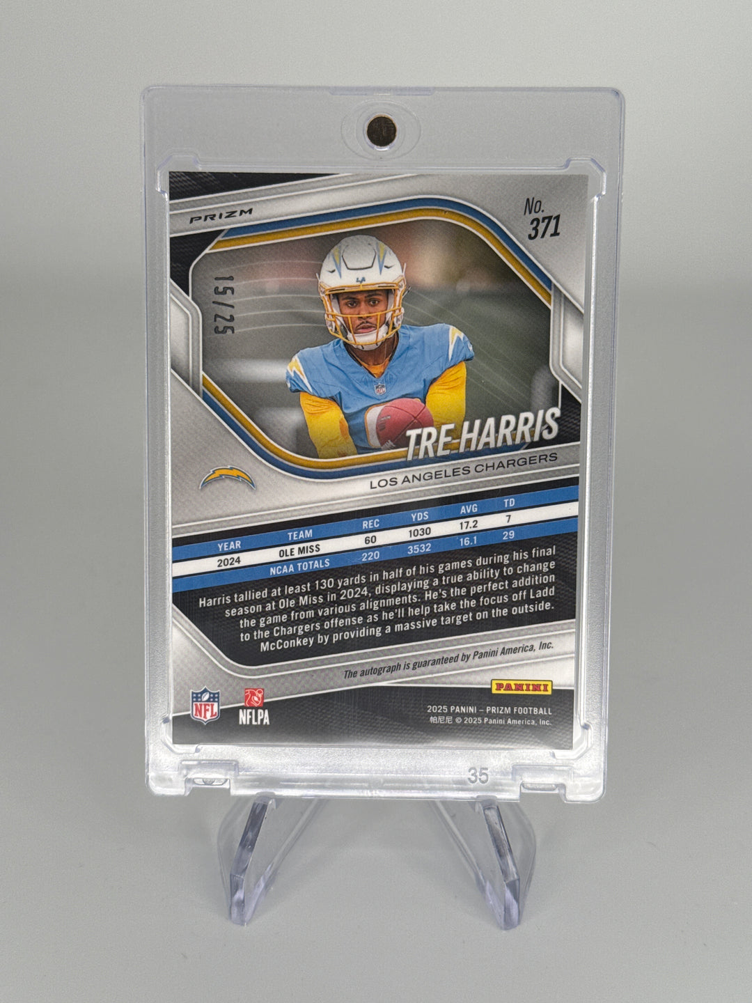 Tre Harris 2025 Panini Prizm Camo Prizm Rookie Auto, 15/25