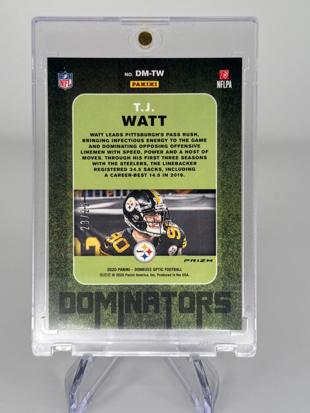 T.J. Watt 2020 Panini Donruss Optic Dominators Black Pandora, 23/25