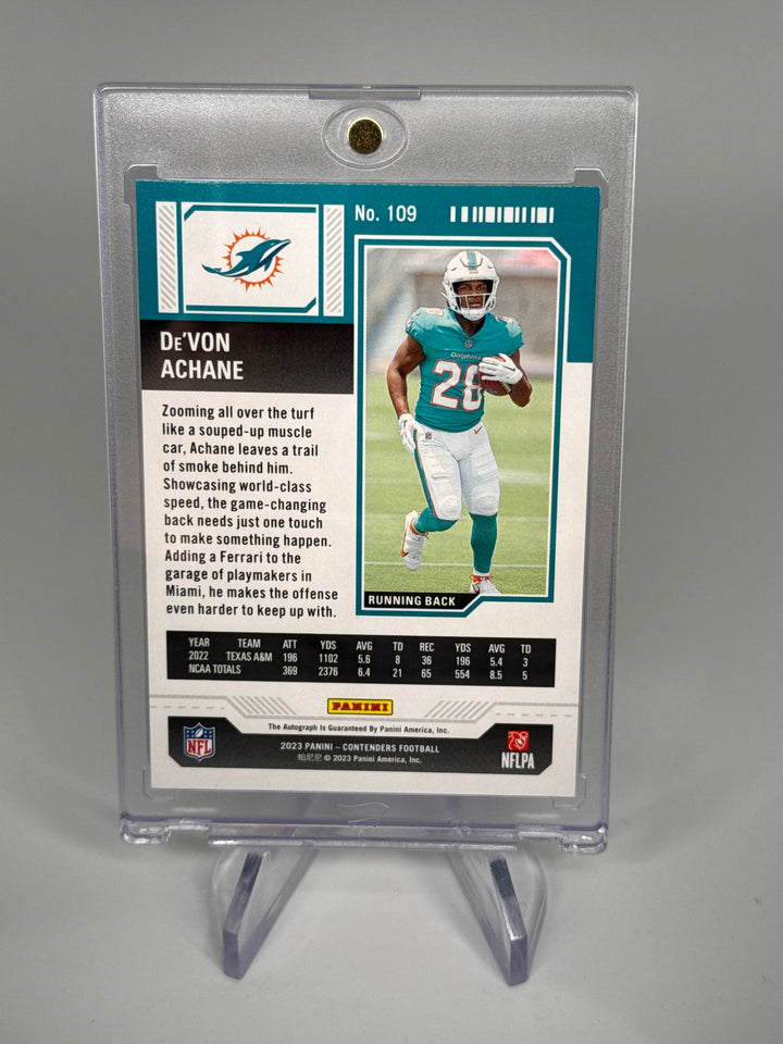 De'von Achane 2023 Panini Contenders Rookie Ticket Cracked Ice Auto, 19/23