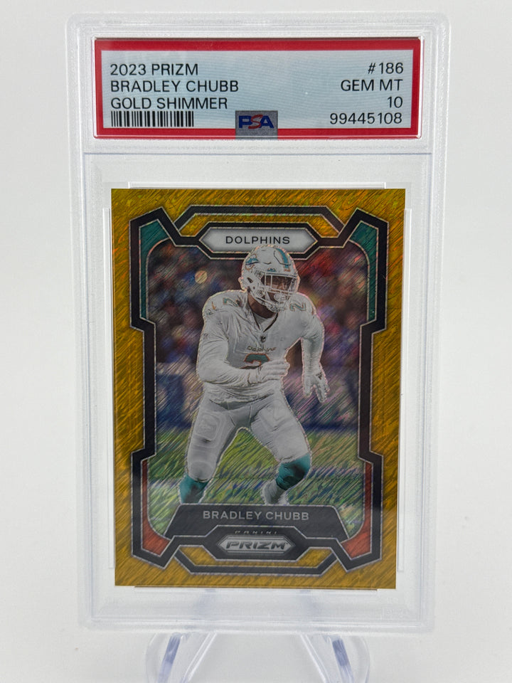 Bradley Chubb 2023 Panini Prizm Gold Shimmer Prizm, 09/10, PSA 10 Gem Mint