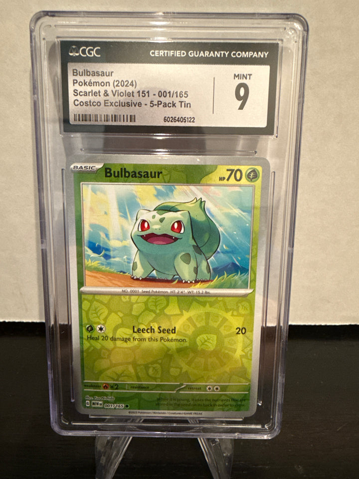 Pokemon TCG 2024 Bulbasaur Scarlet & Violet 151 Costco Exclusive 5 Pack Tin, 001/165, CGC 9 Mint