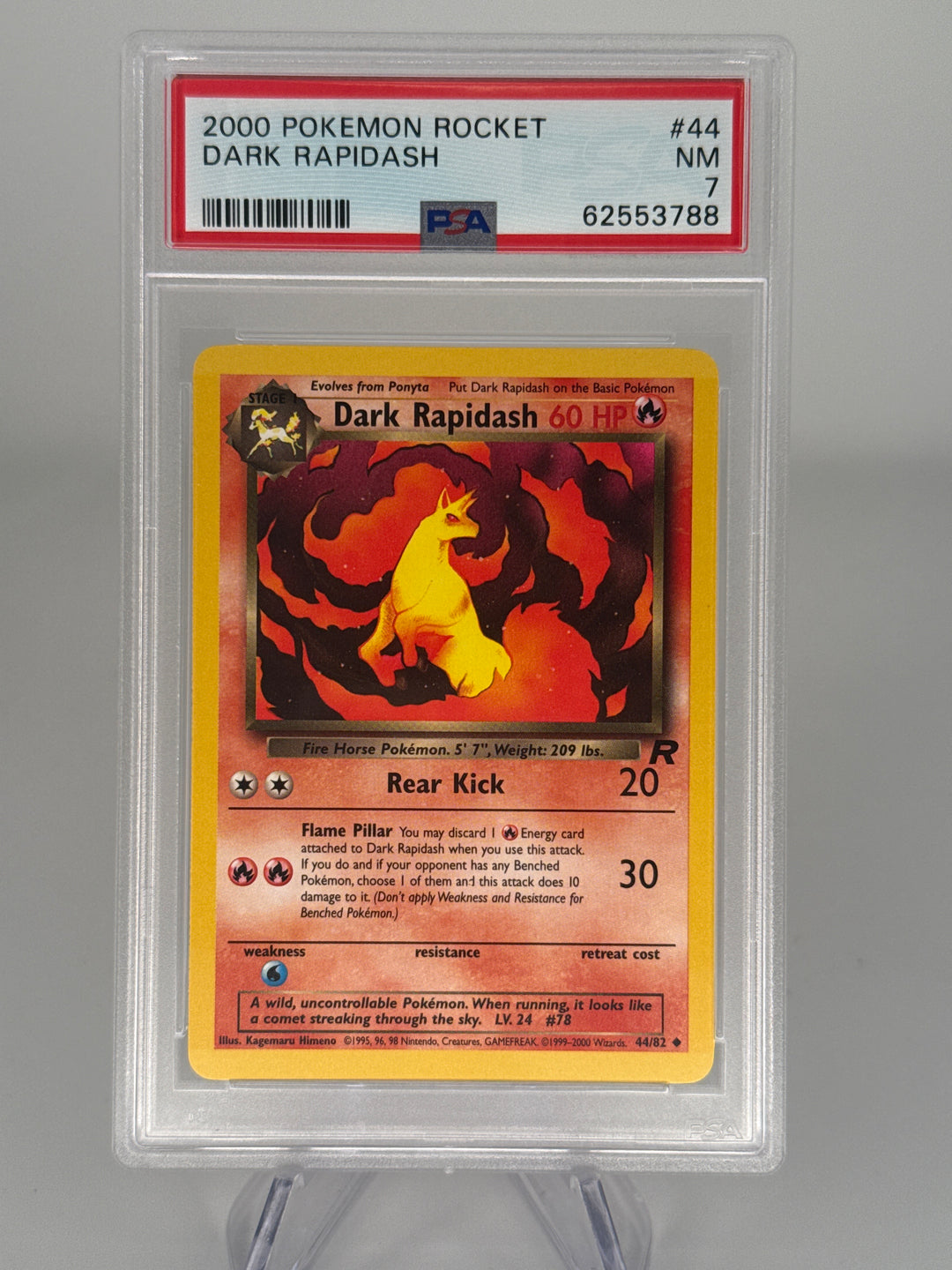Pokemon TCG 2000 Dark Rapidash Team Rocket, 44/82, PSA 7