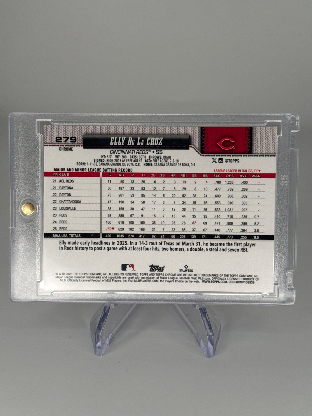 Elly De La Cruz 2026 Topps Chrome Orange Wave Refractor, 03/25