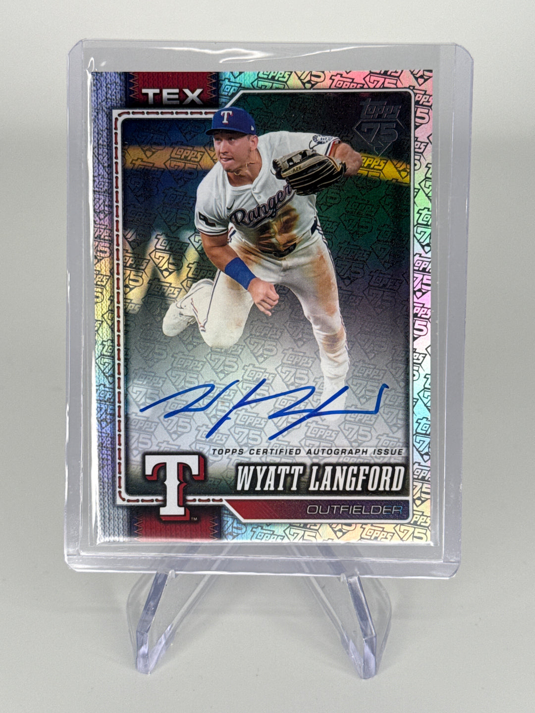 Wyatt Langford 2026 Topps Series 2 75 Anniversary Real One Auto, 49/75