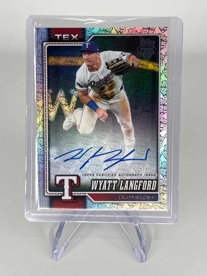 Wyatt Langford 2026 Topps Series 2 75 Anniversary Real One Auto, 49/75