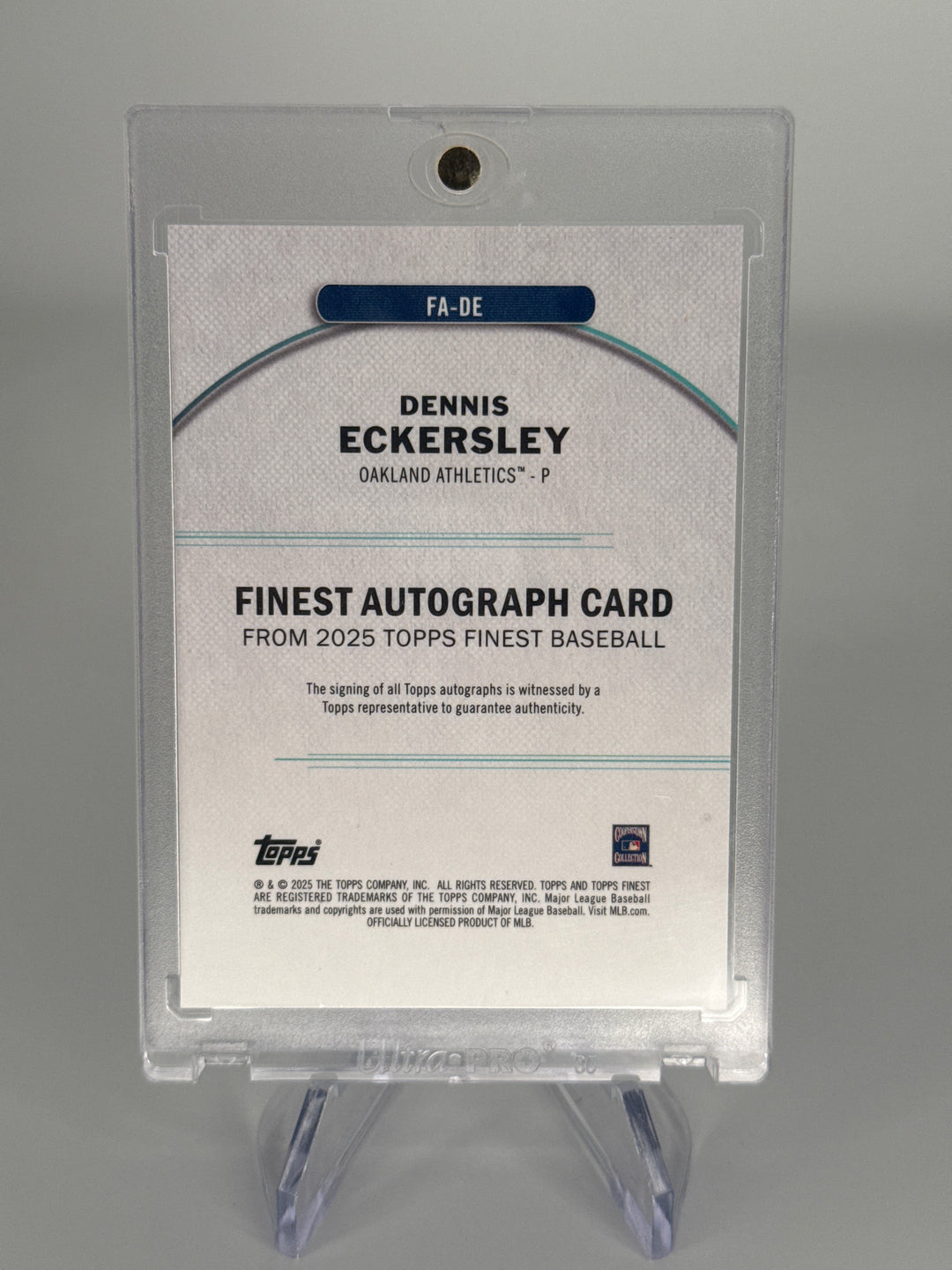 Dennis Eckersley 2025 Topps Finest Gold Refractor Auto, 20/50