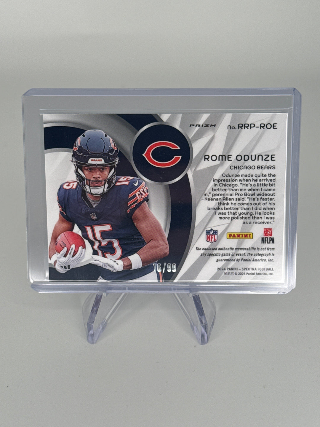 Rome Odunze 2024 Panini Spectra Radiant Rookie Patch Auto, 16/99