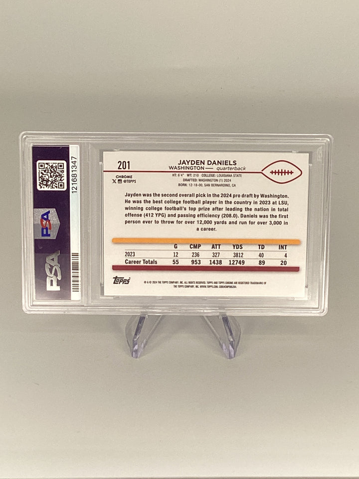 Jayden Daniels 2024 Topps Chrome Prism Refractor Rookie, PSA 9 Mint