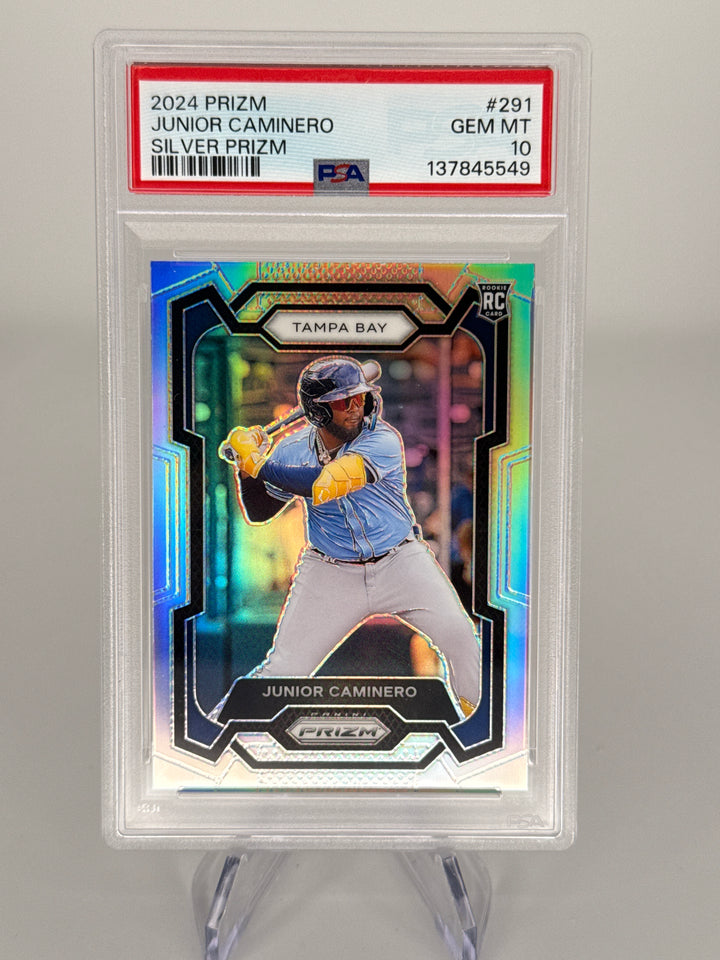 Junior Caminero 2024 Panini Prizm Silver Prizm Rookie, PSA 10 Gem Mint