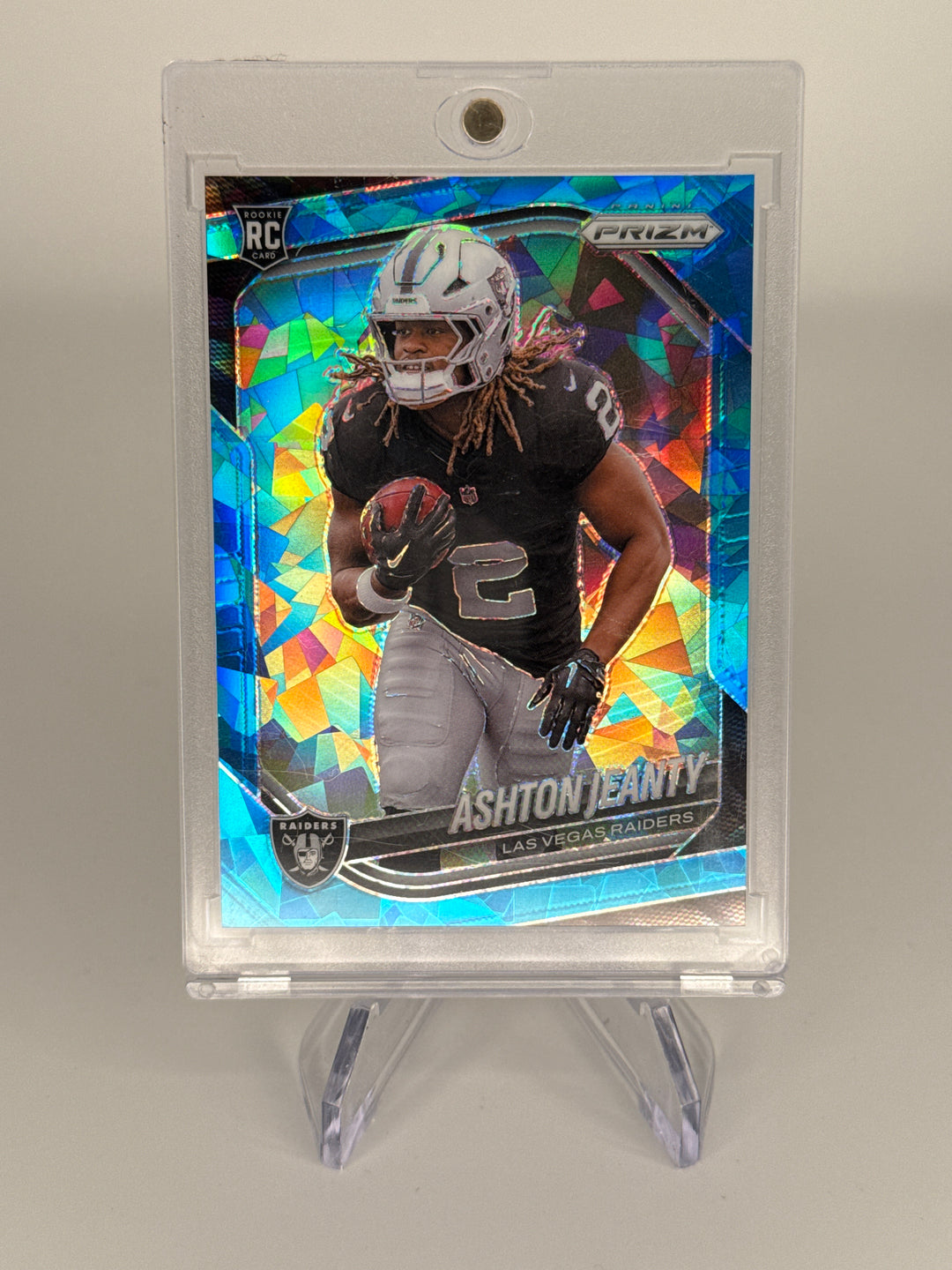 Ashton Jeanty 2025 Panini Prizm Blue Ice Rookie, 53/99