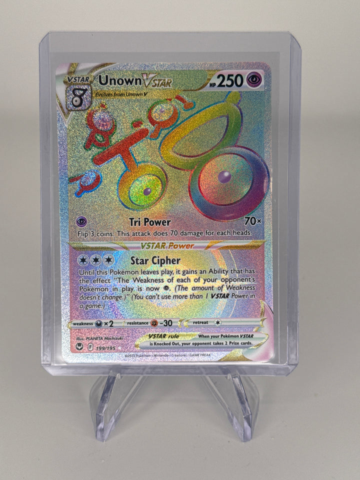 Pokemon TCG 2022 Unown VStar Silver Tempest Rainbow Rare, 199/195