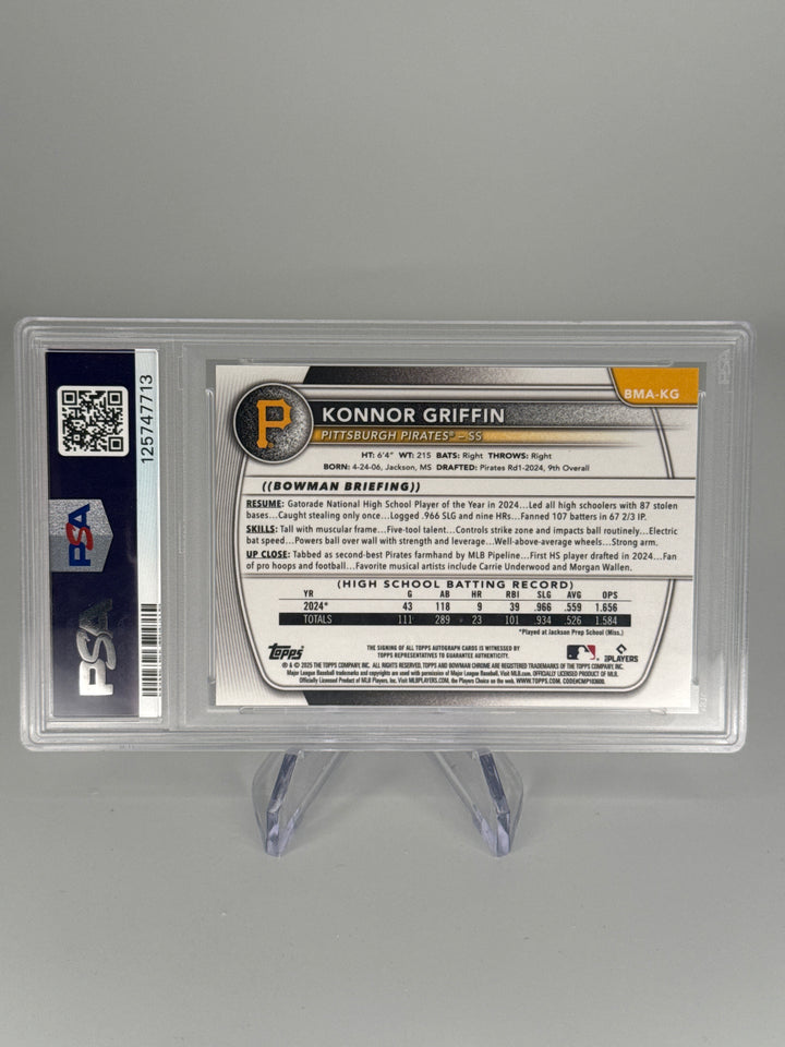 Konnor Griffin 2025 Bowman Chrome Mega Box Prospect Auto, 34/99, PSA 10 Gem Mint