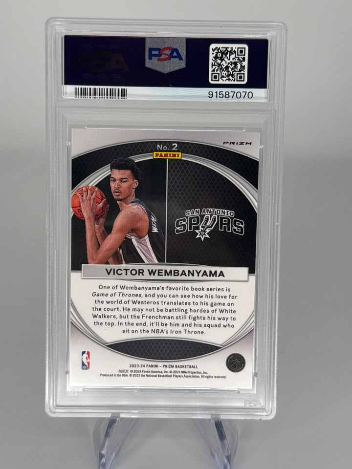 Victor Wembanyama 2023 Panini Prizm Global Reach Silver Prizm Rookie, PSA 10 Gem Mint