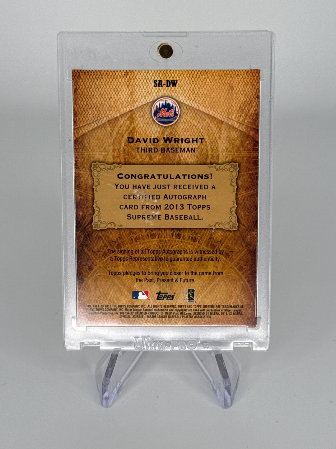 David Wright 2013 Topps Supreme Auto, 27/50