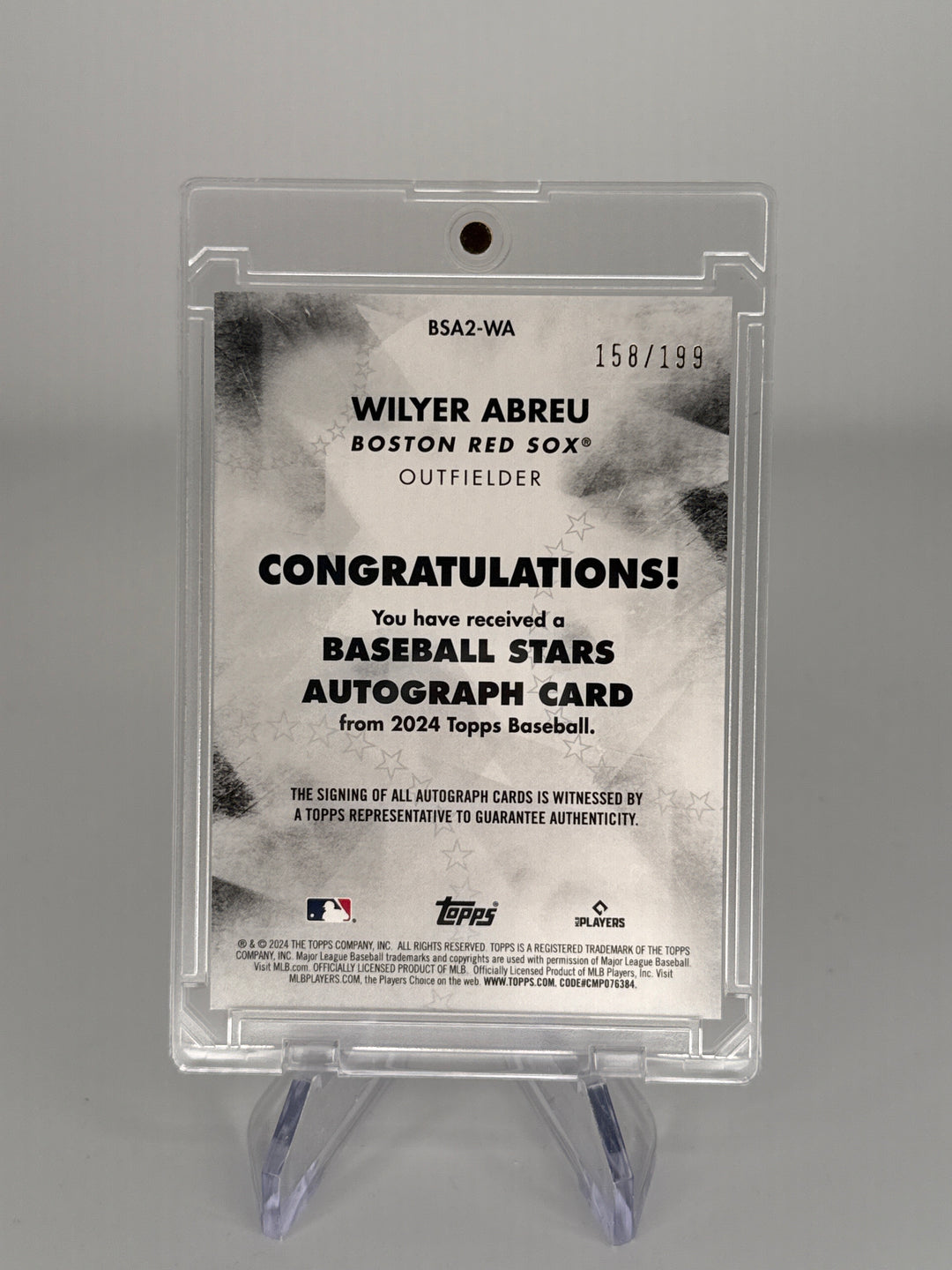 Wilyer Abreu 2024 Topps Baseball Stars Rookie Auto, 158/199
