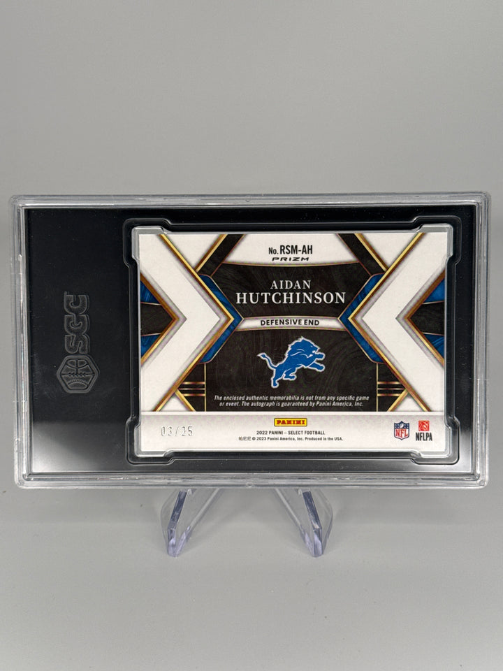 Aidan Hutchinson 2022 Panini Select Disco Prizm Rookie Patch Auto, 03/25, SGC 10 Gem Mint, SGC 10 Auto