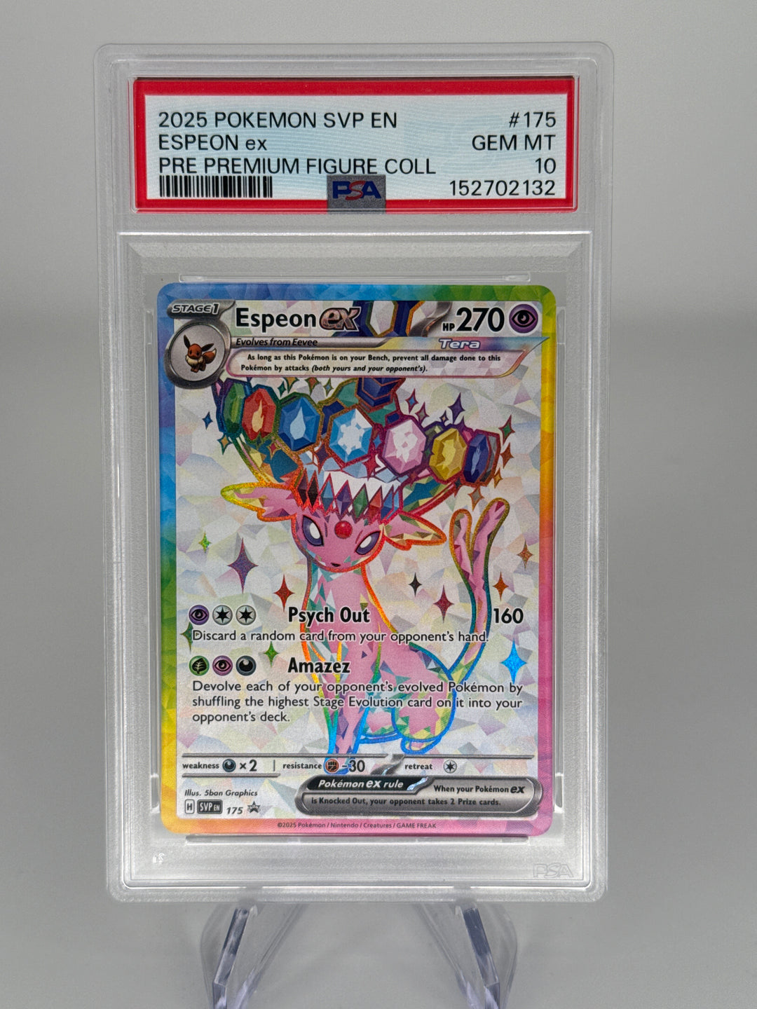 Pokemon TCG 2025 Espeon EX Prismatic Evolutions Black Star Promo, 175, PSA 10 Gem Mint